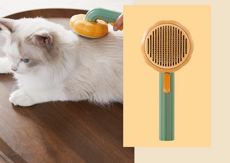Detailed view of the soft, safe bristle texture on the KatKam cat brush.