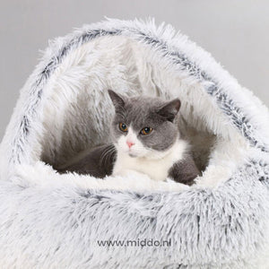 Luxury SoftSnuggle pet bed in gray, ideal for dogs and cats.