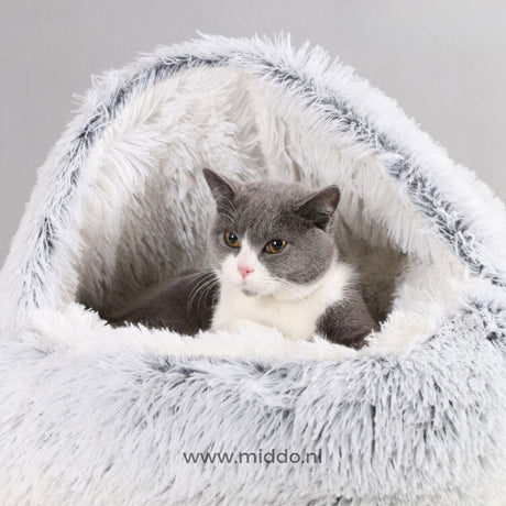 Luxury SoftSnuggle pet bed in gray, ideal for dogs and cats.
