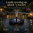 18cm solar fountain with LED lights and rechargeable solar panel.