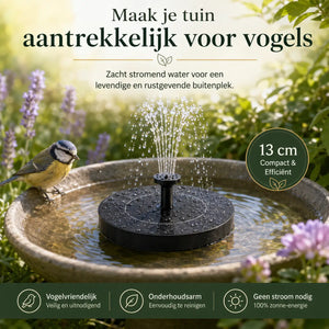 Water bowl detail of solar bird bath fountain for garden decoration.
