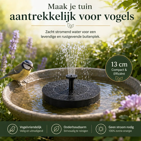 Water bowl detail of solar bird bath fountain for garden decoration.