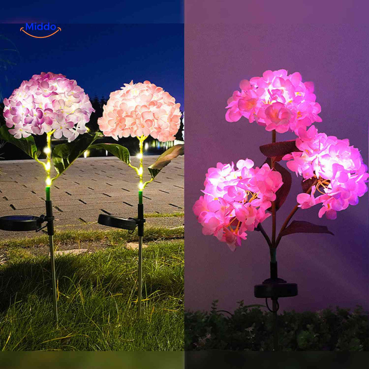 Solar panel charging feature detail showing weather-resistant Florora lantern design.