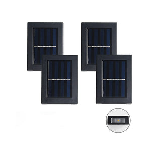 Solar garden lights with four solar panels for enhanced charging.