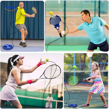 Complete solo tennis training set suitable for both adults and children.