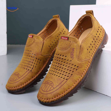 Brown breathable Solura loafers lightweight slip-on shoes for summer.