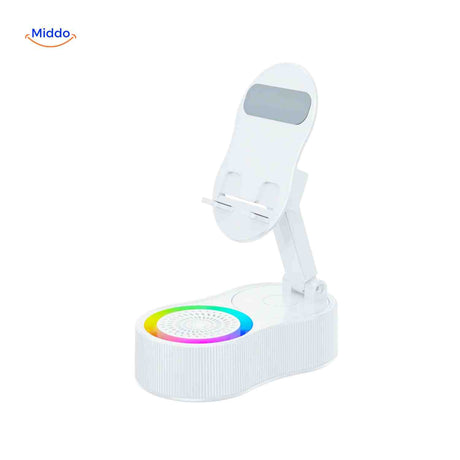SoundMate white wireless speaker with RGB lighting display