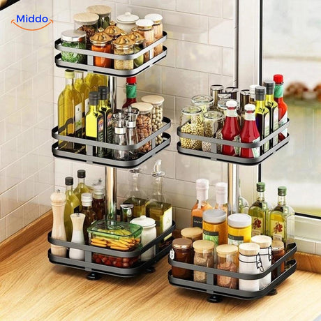 SpinStore 360-degree rotating mechanism in action showing full rotational access to contents.