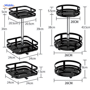 Modern metal rotating storage rack with sleek contemporary design and full 360-degree rotation.