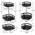 Modern metal rotating storage rack with sleek contemporary design and full 360-degree rotation.