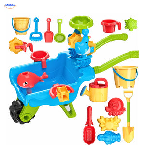 SplashPlay™ Outdoor Water and Sand Play Table Set | For Children 4-6 - Giant Water & Sand Push Cart