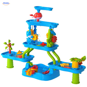 SplashPlay™ Outdoor Water and Sand Play Table Set | For Children 4-6 - Expandable 5-Tier Water & Sand Station