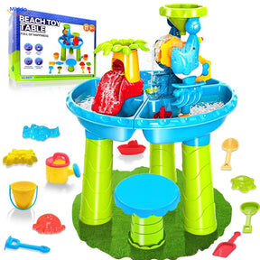 SplashPlay™ Outdoor Water and Sand Play Table Set | For Children 4-6 - Round Water & Sand Table + Chair