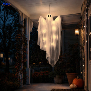 SpookGlow™ Warm White Ghost Lights hanging Halloween ghost variant