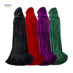Spookora cape color collection showcasing black, red, purple, and green velvet options.