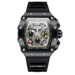 All-black waterproof sport chronograph watch for men.