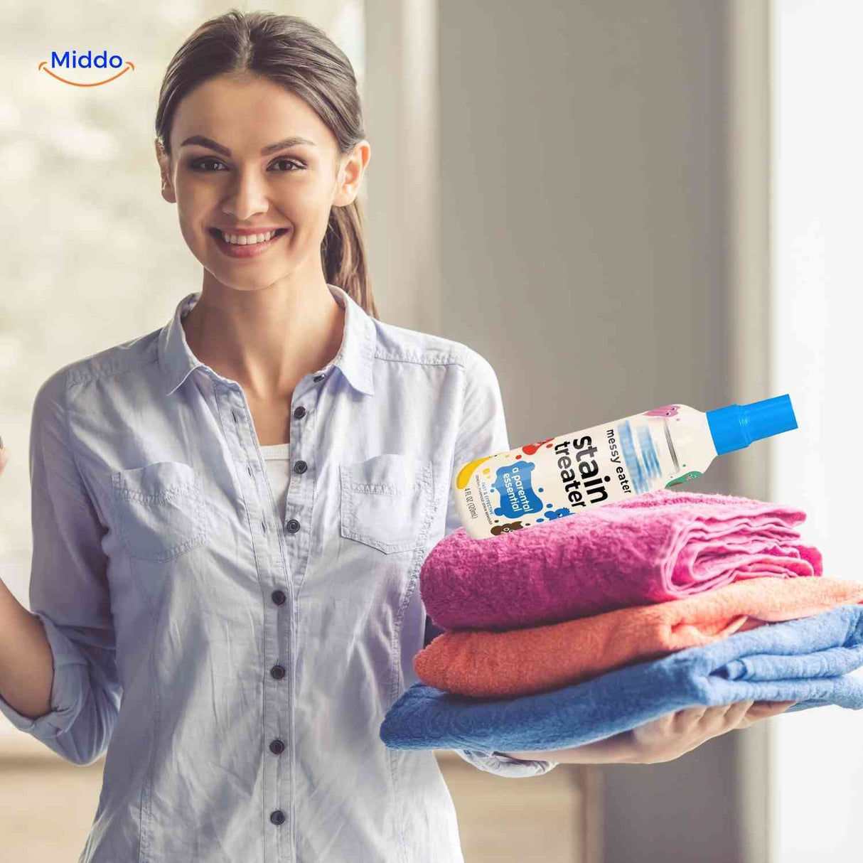 Stainhero spray delivers powerful stain removal results on white towels.