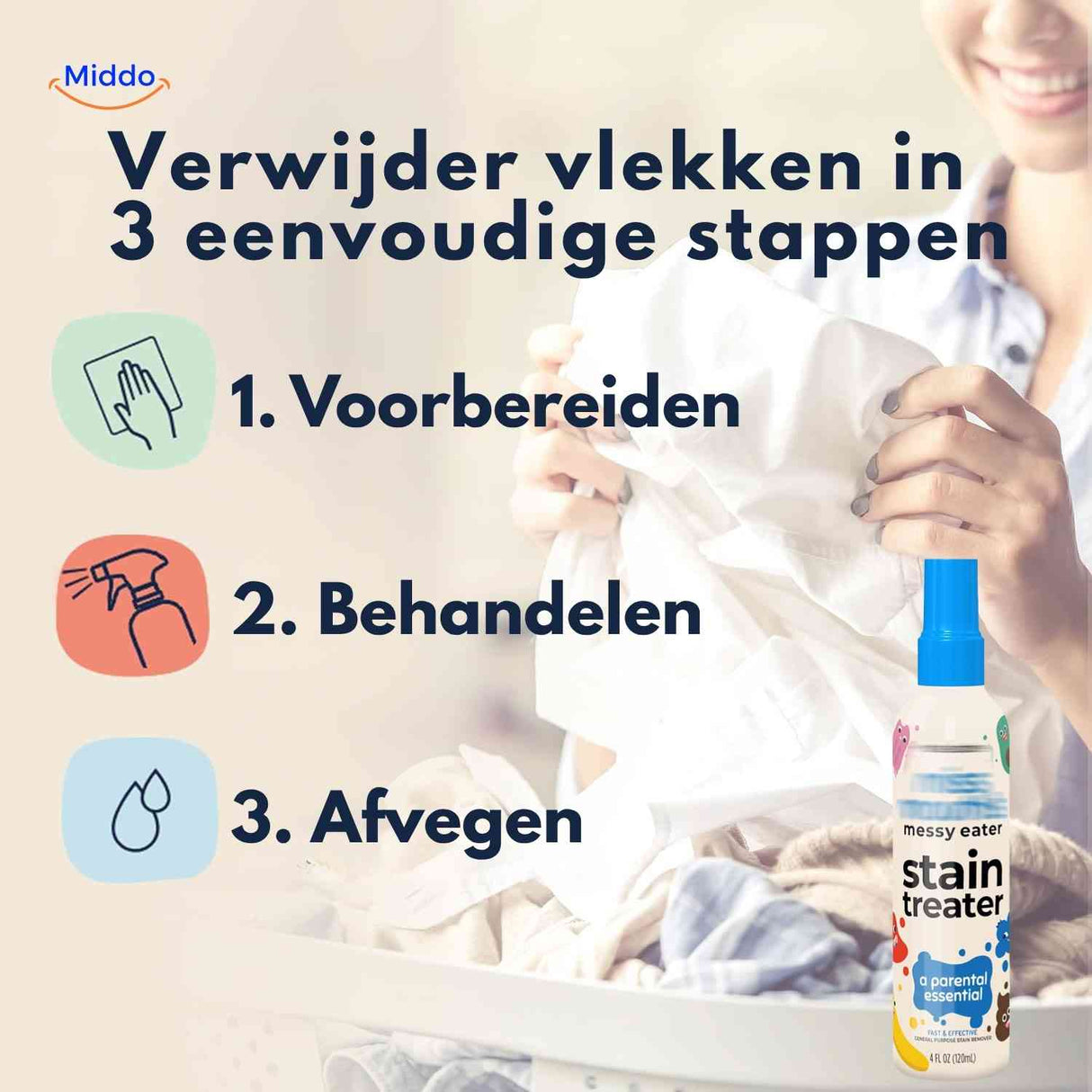 Remove stains in three simple steps with Stainhero spray.