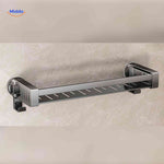 Stainless steel wall shelf for bathroom with strong suction cup.