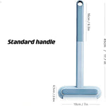 Pet hair remover brush with standard handle dimensions for optimal grip.