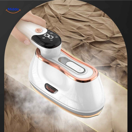 Heavy-duty steam iron for removing wrinkles from thick and creased clothing.