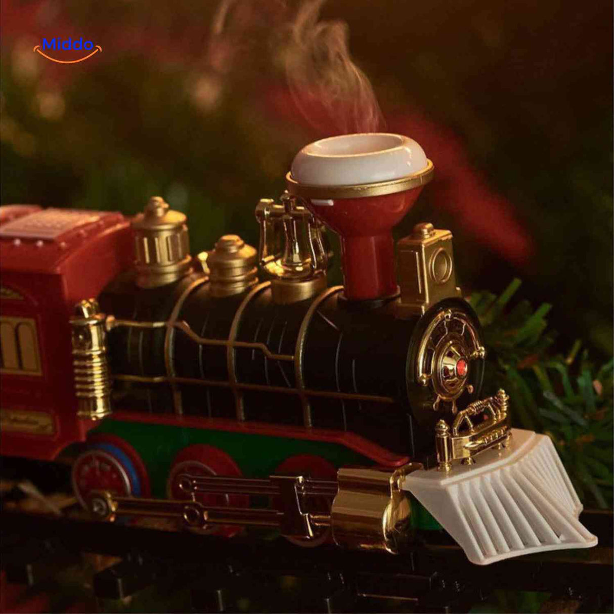 ChristmasRail steam locomotive with working smoke effect and light-sound features.