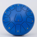 Blue 20cm steel tongue drum handpan instrument.