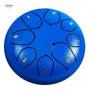 Bright blue steel tongue drum vibrant calming color option.