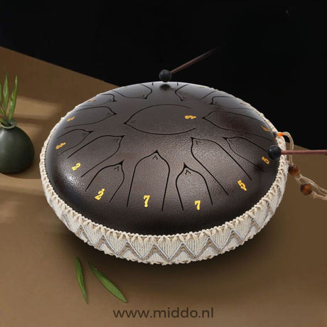 Bronze 33cm steel tongue drum handpan instrument.