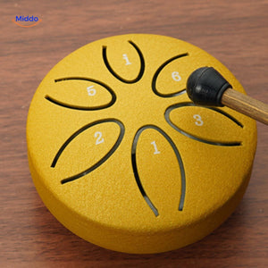 Steel tongue drum set in five vibrant colors for style preference.