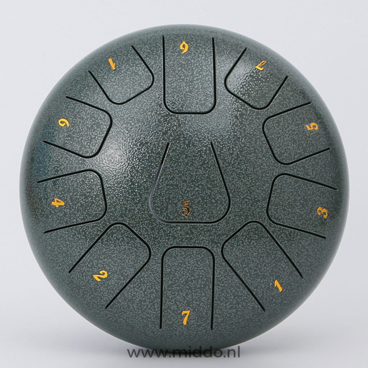 Jade green 20-25cm steel tongue drum handpan instrument.
