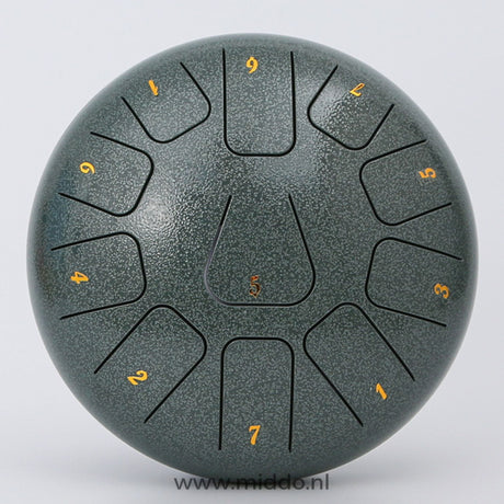 Jade green 20-25cm steel tongue drum handpan instrument.