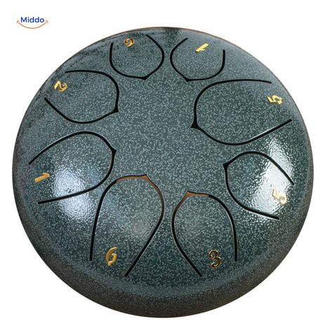 Jade green steel tongue drum premium tone with elegant aesthetic.