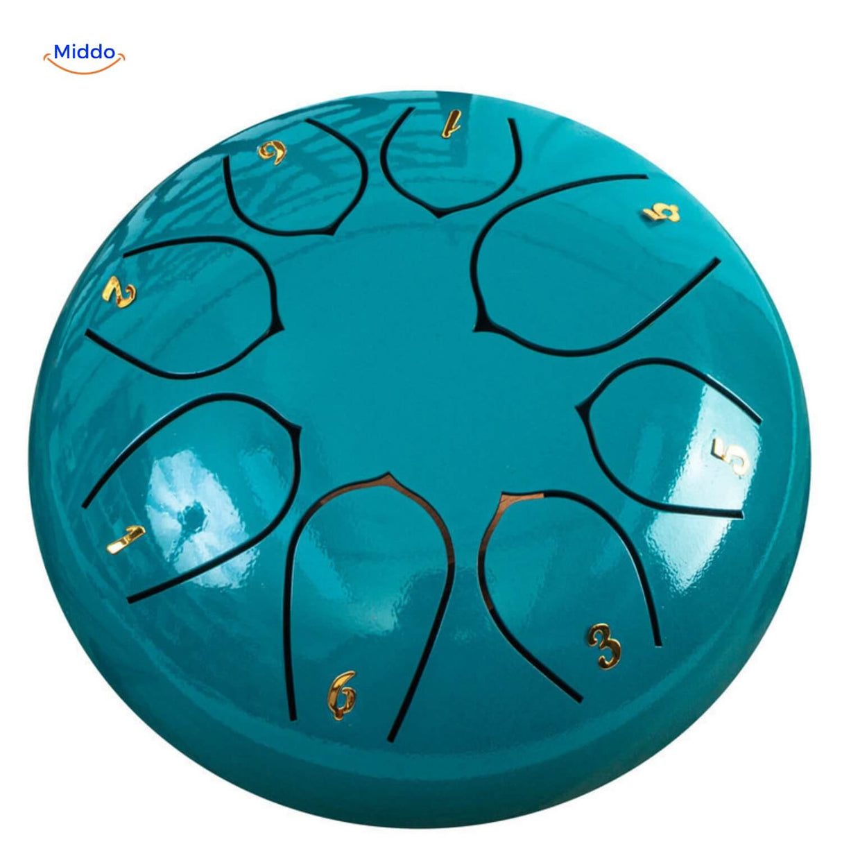 Lake blue steel tongue drum soothing water-inspired color choice.