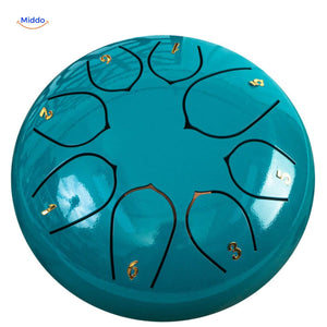 Lake blue steel tongue drum soothing water-inspired color choice.