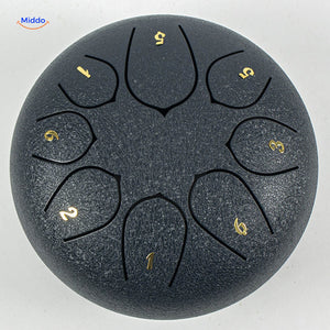 Navy blue steel tongue drum contemporary color for modern mindfulness practice.