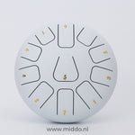 White 20-25cm steel tongue drum handpan instrument.