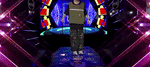 Child playing dance game on interactive mat with music and lights