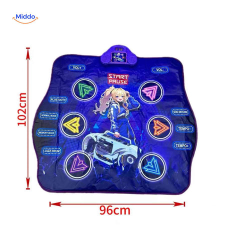 Interactive dance mat with detailed control panel and features