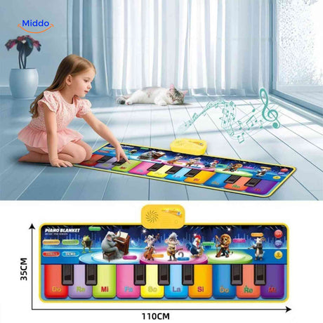 Piano dance mat featuring keys and built-in speaker system