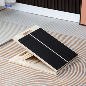 Non-slip wooden stretch board ideal for home fitness training and daily muscle recovery.
