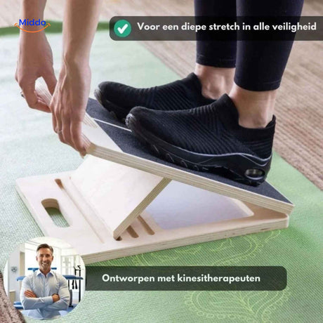 Physical therapist-designed stretch board for safe, deep muscle stretching and recovery.