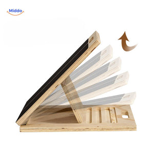 Wooden stretch board with multi-position adjustable angles for customized stretching intensity.