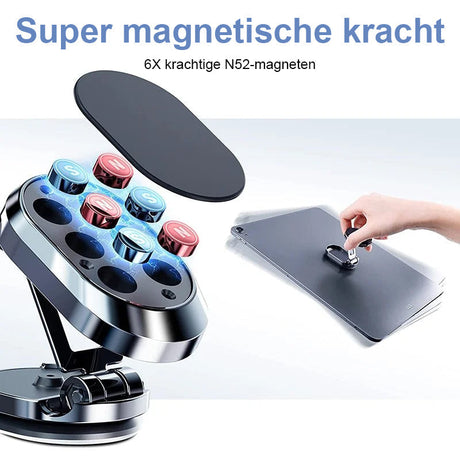 Magnetic phone mount demonstrating super-strong magnetic force holding a smartphone firmly in place.