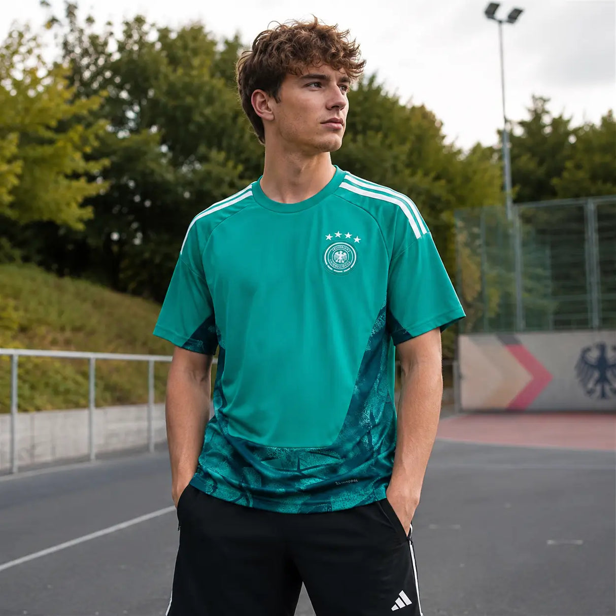 World Cup supporter shirt in Germany green national color design.