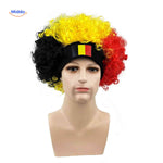 Fan wig with country flag colors and matching headband for stadium support.