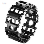 SurvivePro multi-tool bracelet in black stainless steel finish.