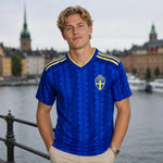 Sweden World Cup jersey featuring official blue national colors.