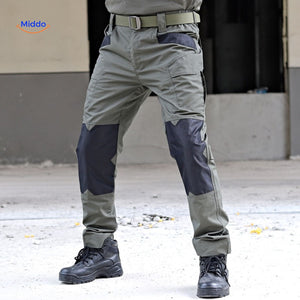 Tactical pants rear view showing back pockets and waistband design.