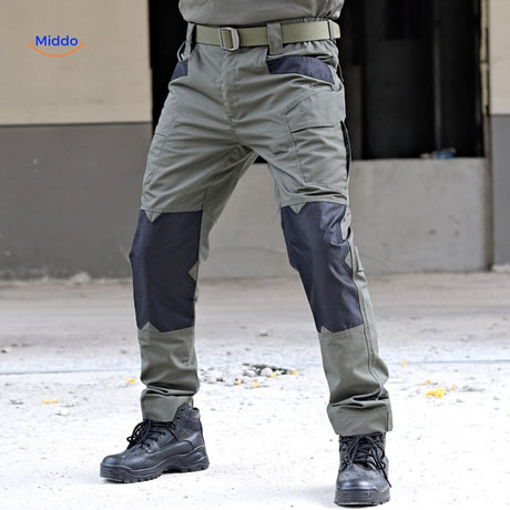 Tactical pants rear view showing back pockets and waistband design.